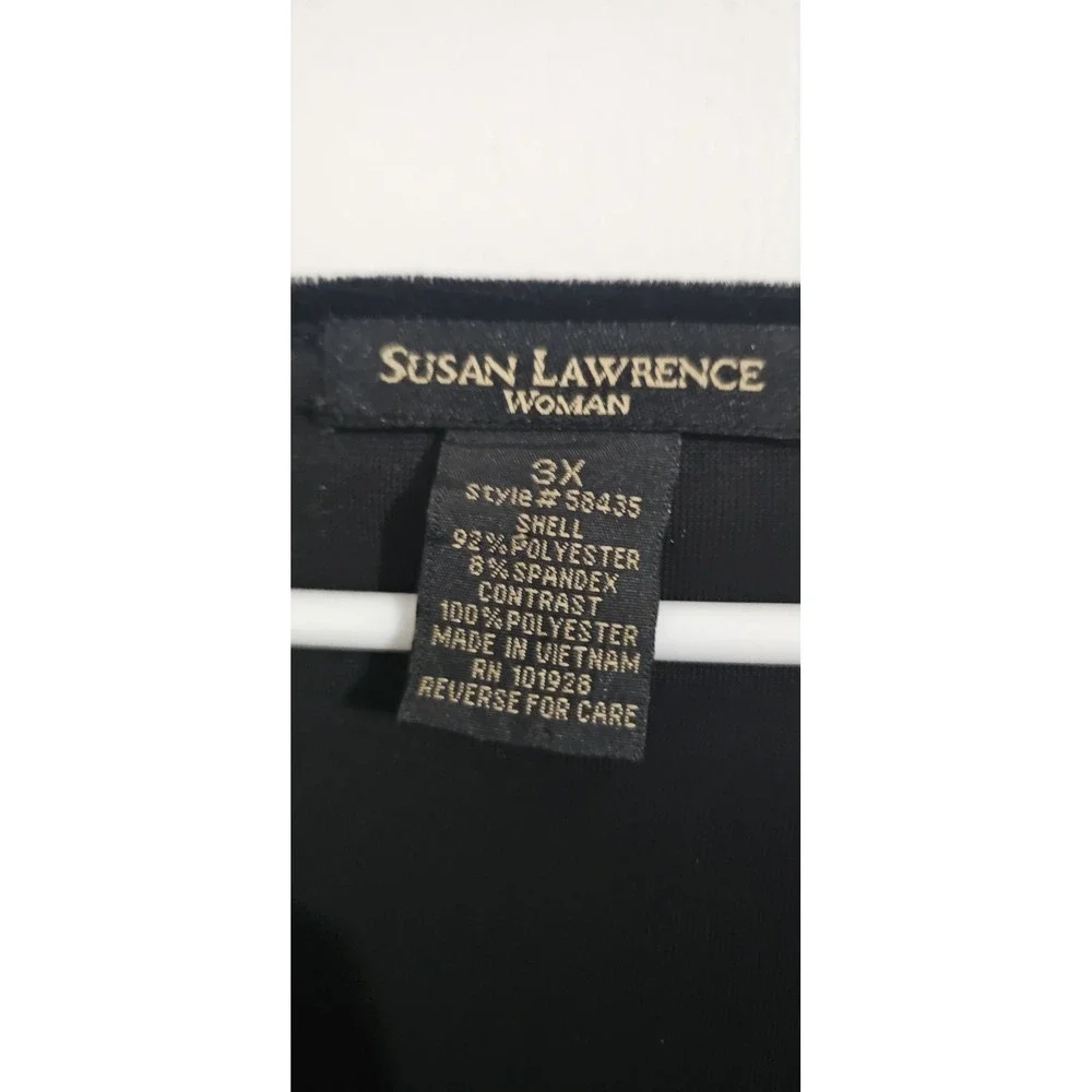 Susan Lawrence Velvet Top Satin Trim Square Neck 3X Whimsigoth Stretch‎ Timeless
